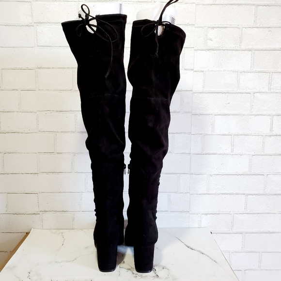 ⚡FLASH SALE! Unisa Black OTK Stretch Heeled Boots - Picture 4 of 6